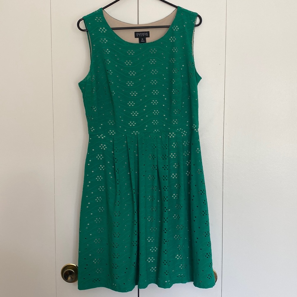 ENFOCUS STUDIO green, sleeveless, sheath dress, size 14